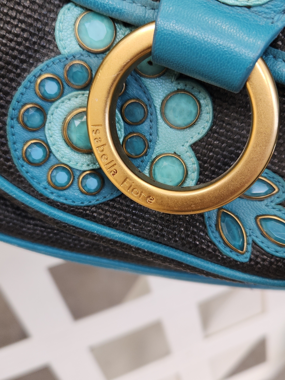 Isabella FLORE Teal Embroidered Tassel Shoulder Bag - Women - Picture 3 of 6